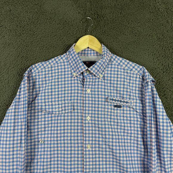 Vineyard Vines Shirt Mens Medium Blue Check Harbor Vented Lightweight Fishing - Picture 2 of 16